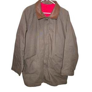 Vintage Marlboro Man Men’s Quilt Lined Chore Trench Coat Leather With Collar XXL